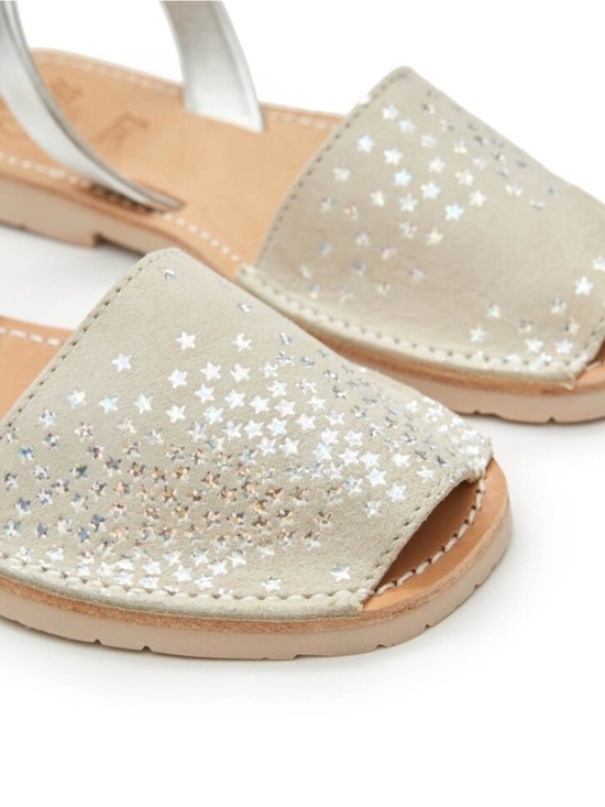 Castell Shoes - Castell Menorca Avarcas Menorquina Suede silver glitter Menorquinas sandals 39/9